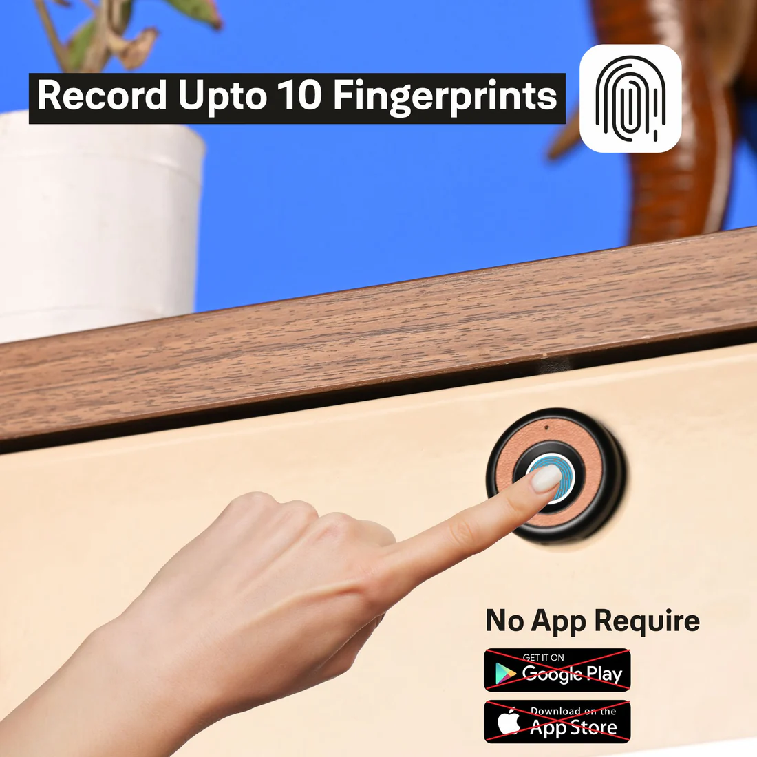 Biometric Smart Premium Furniture Lock - Ivory - Image 10