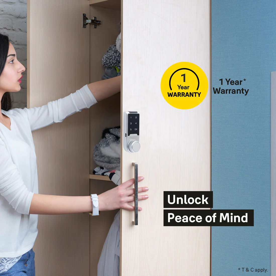 Mesh Pin Digital Wardrobe Lock for Wardrobes and Cabinets - Image 3