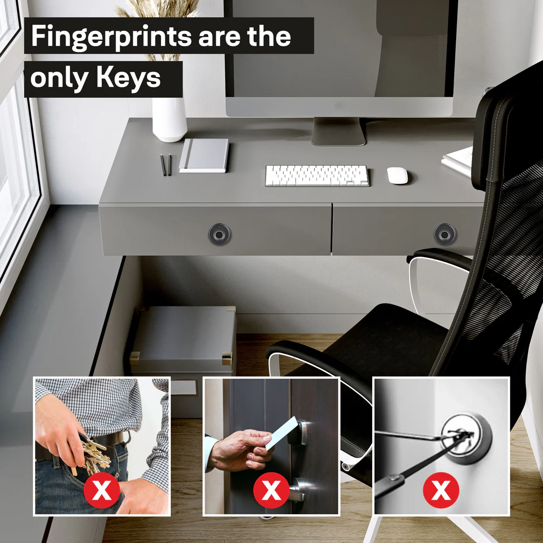 Biometric Smart Premium Furniture Lock - Black - Image 16