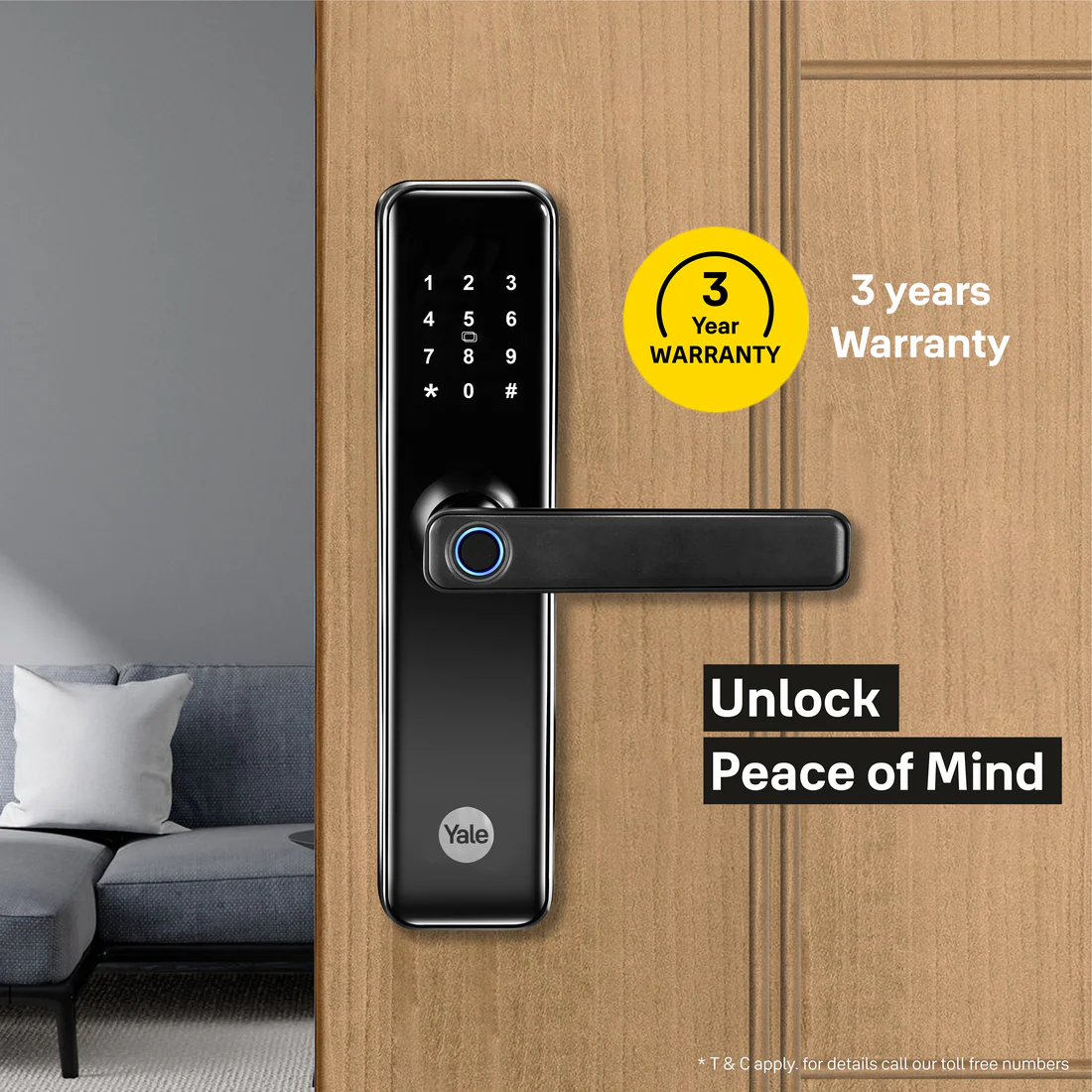 YDME 50 Digital Door Lock, Satin Nickel - Image 4