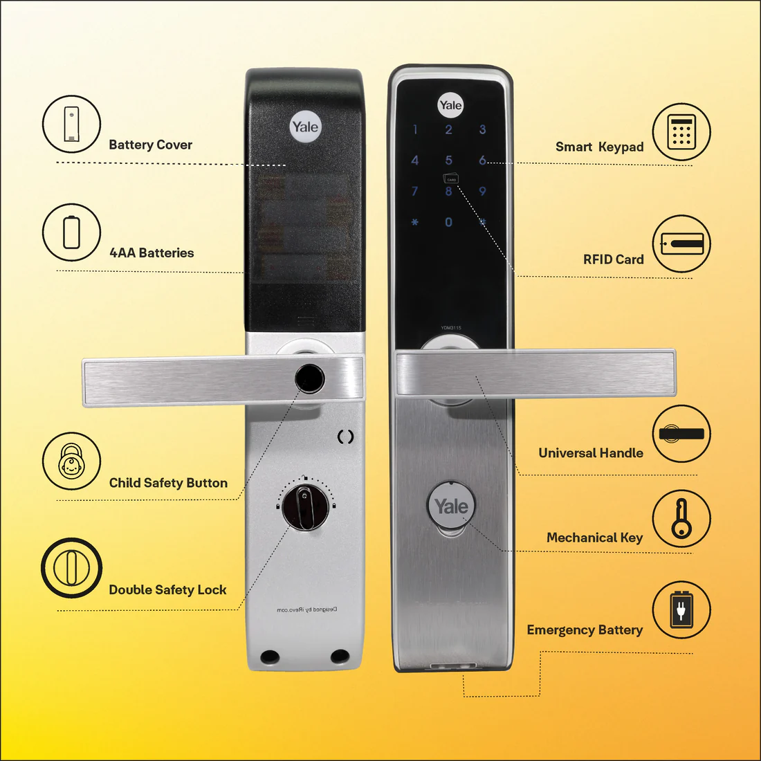 YDM 3115A AV Smart Lock Silver - Image 8