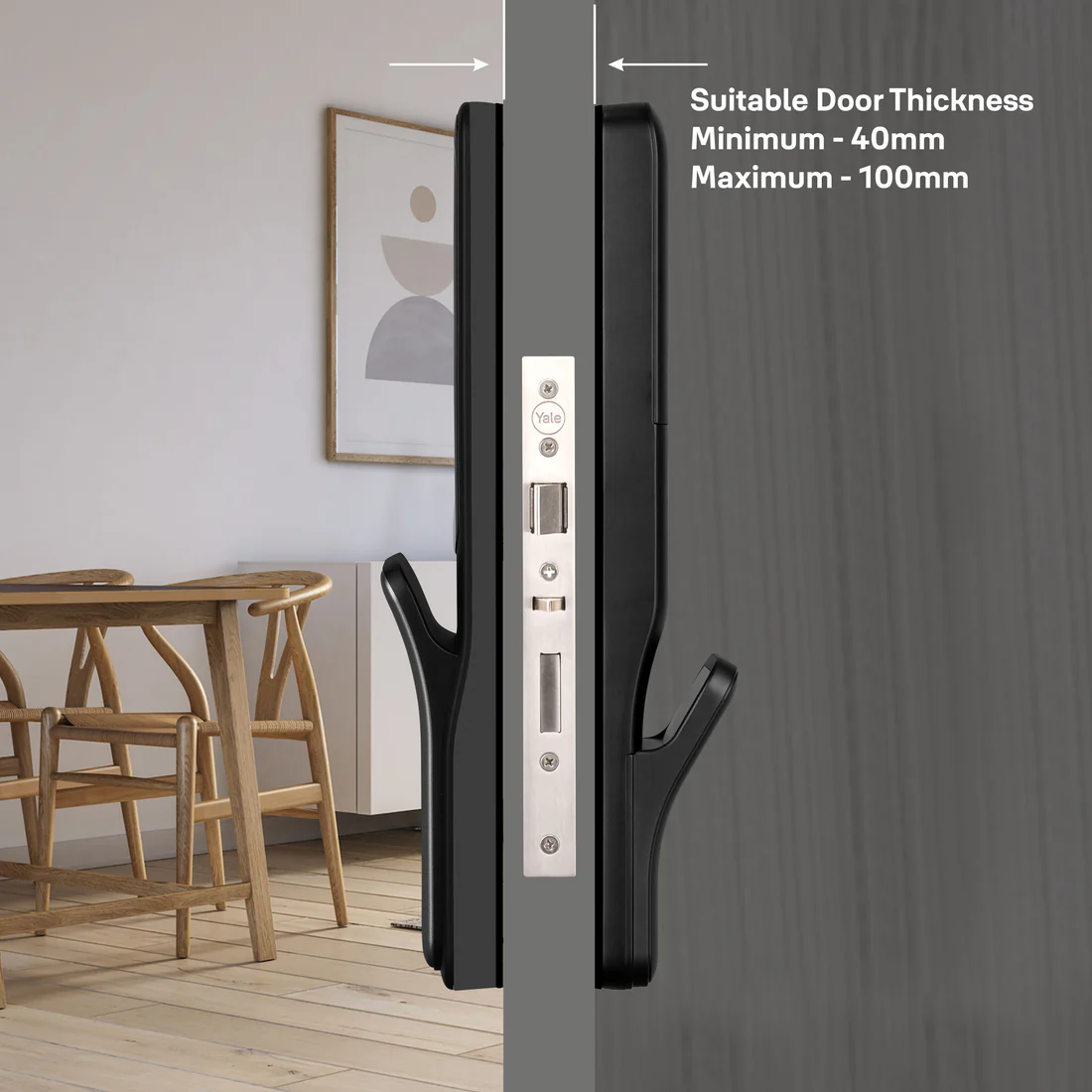Yale Kyra Pro, Push Pull Smart Lock - with fingerprint, PIN, RFID, Manual Key, Gold - Image 6
