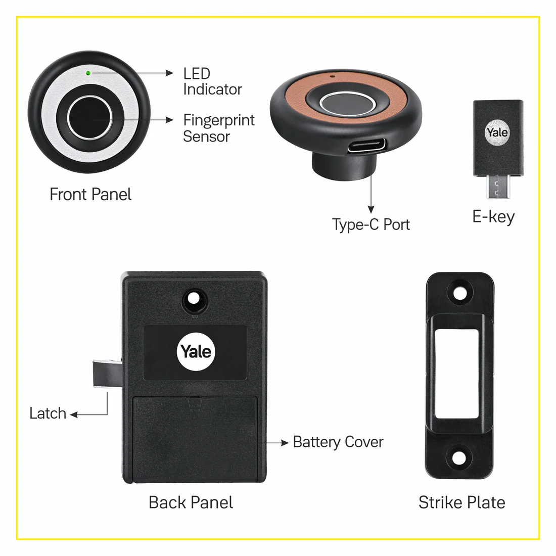 Biometric Smart Premium Furniture Lock - Brown - Image 6