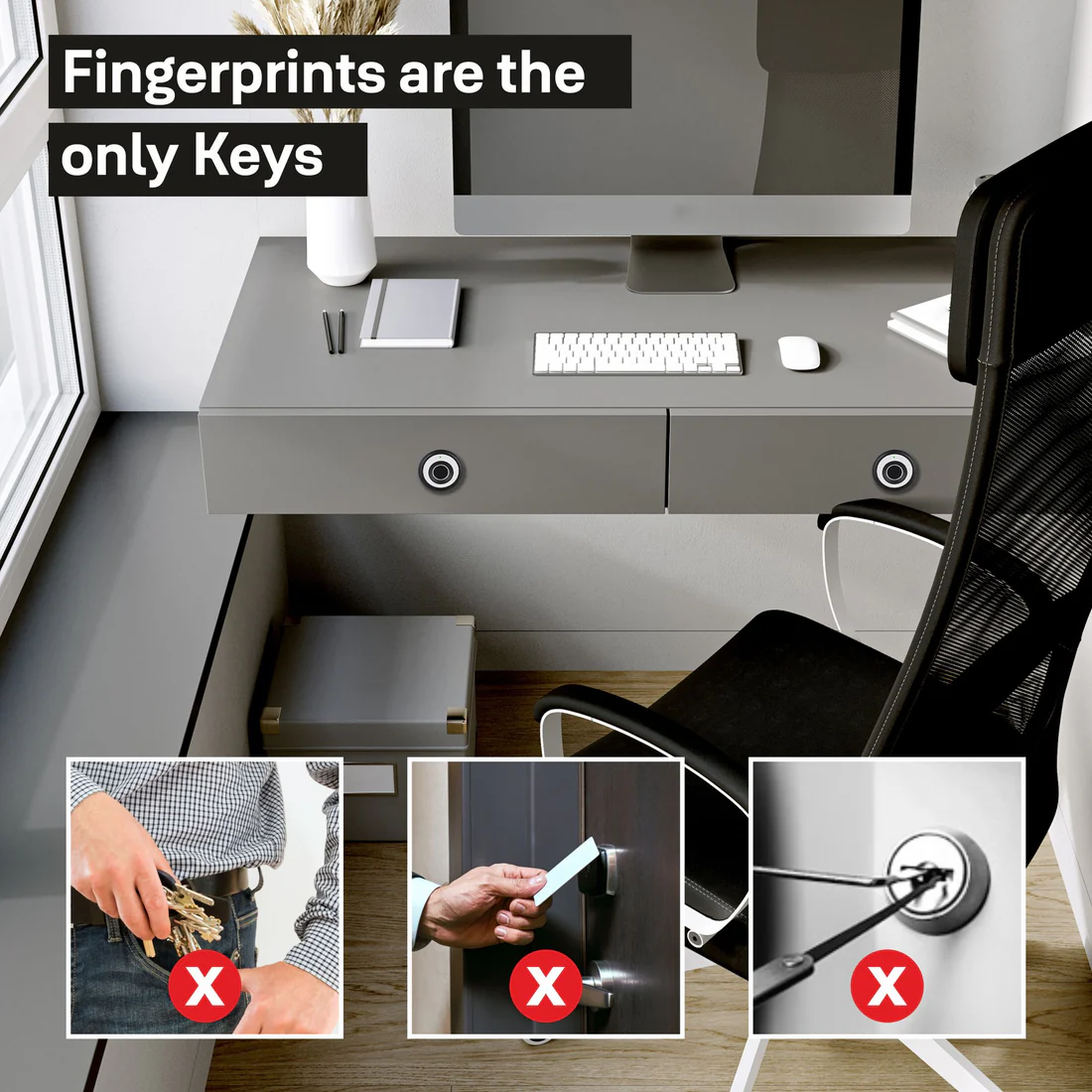 Biometric Smart Premium Furniture Lock - Ivory - Image 7