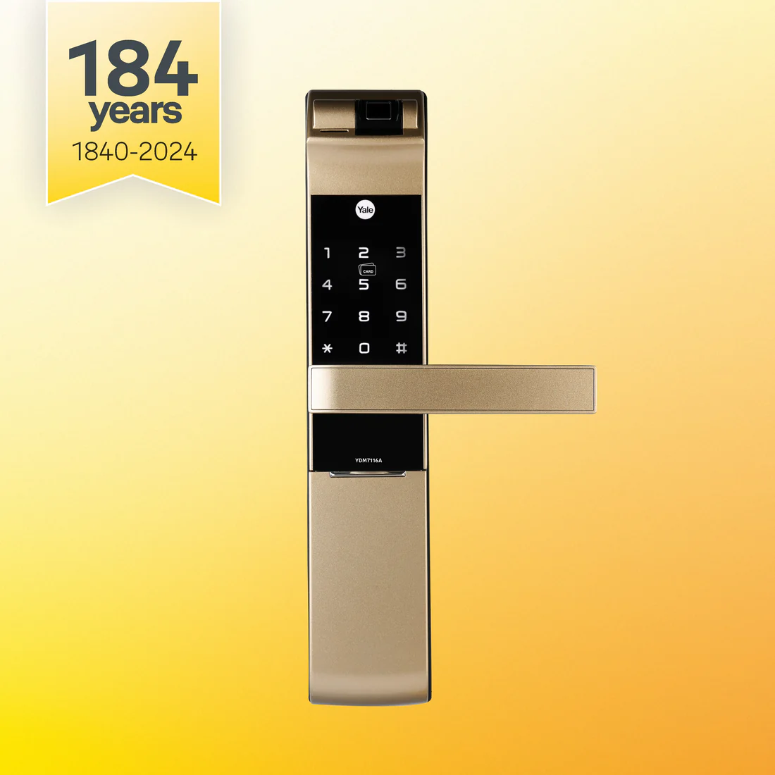 YDM 7116A Smart Lock, Champagne Gold - with Fingerprint, PIN Code, RFID Card, Mechanical Key, Bluetooth module, Works with Yale Home App - Image 2