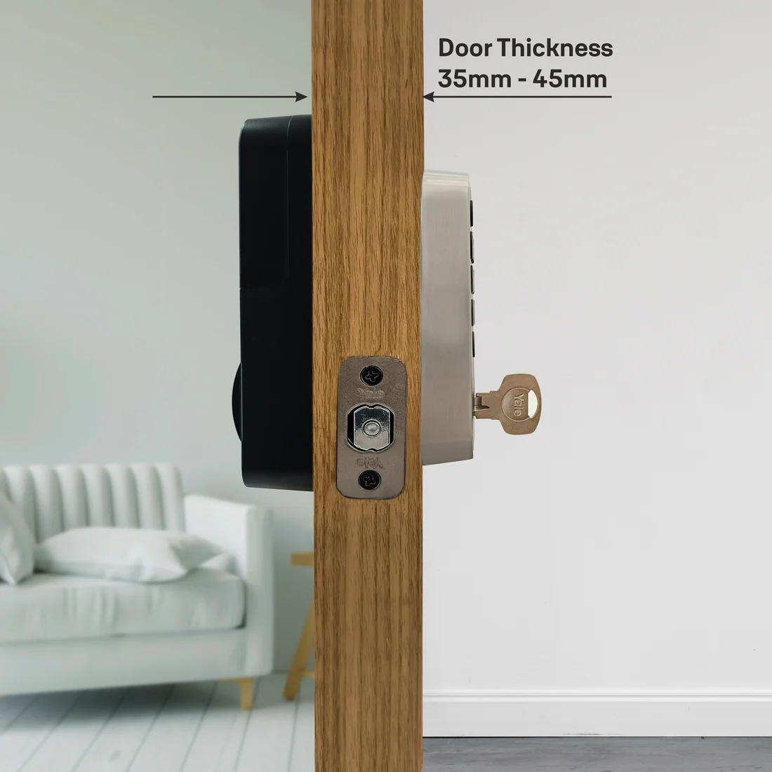 Yale TYE Digital Lock, Satin Nickel Finish - with PIN and Manual Key - Image 4