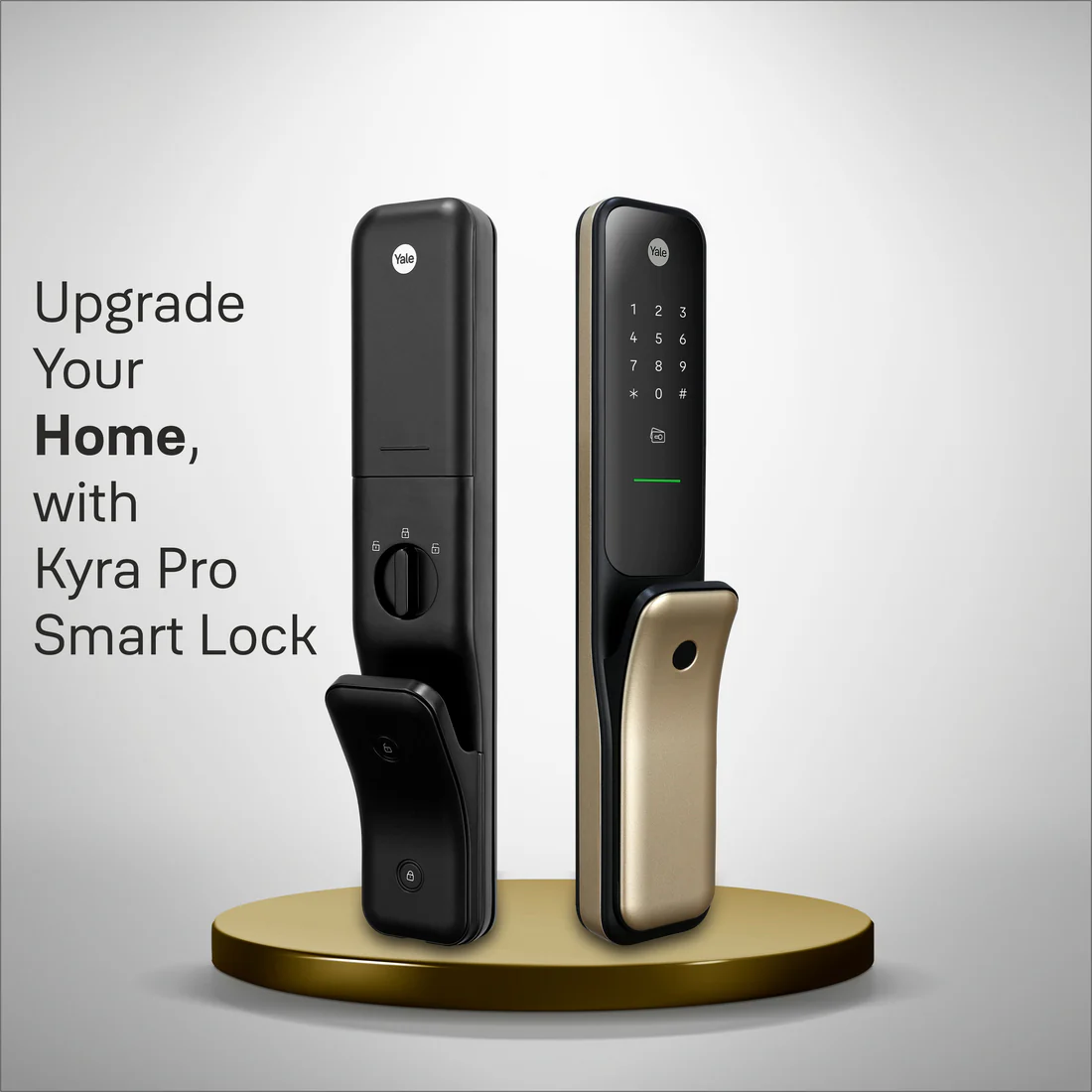 Yale Kyra Pro, Push Pull Smart Lock - with fingerprint, PIN, RFID, Manual Key, Gold - Image 8
