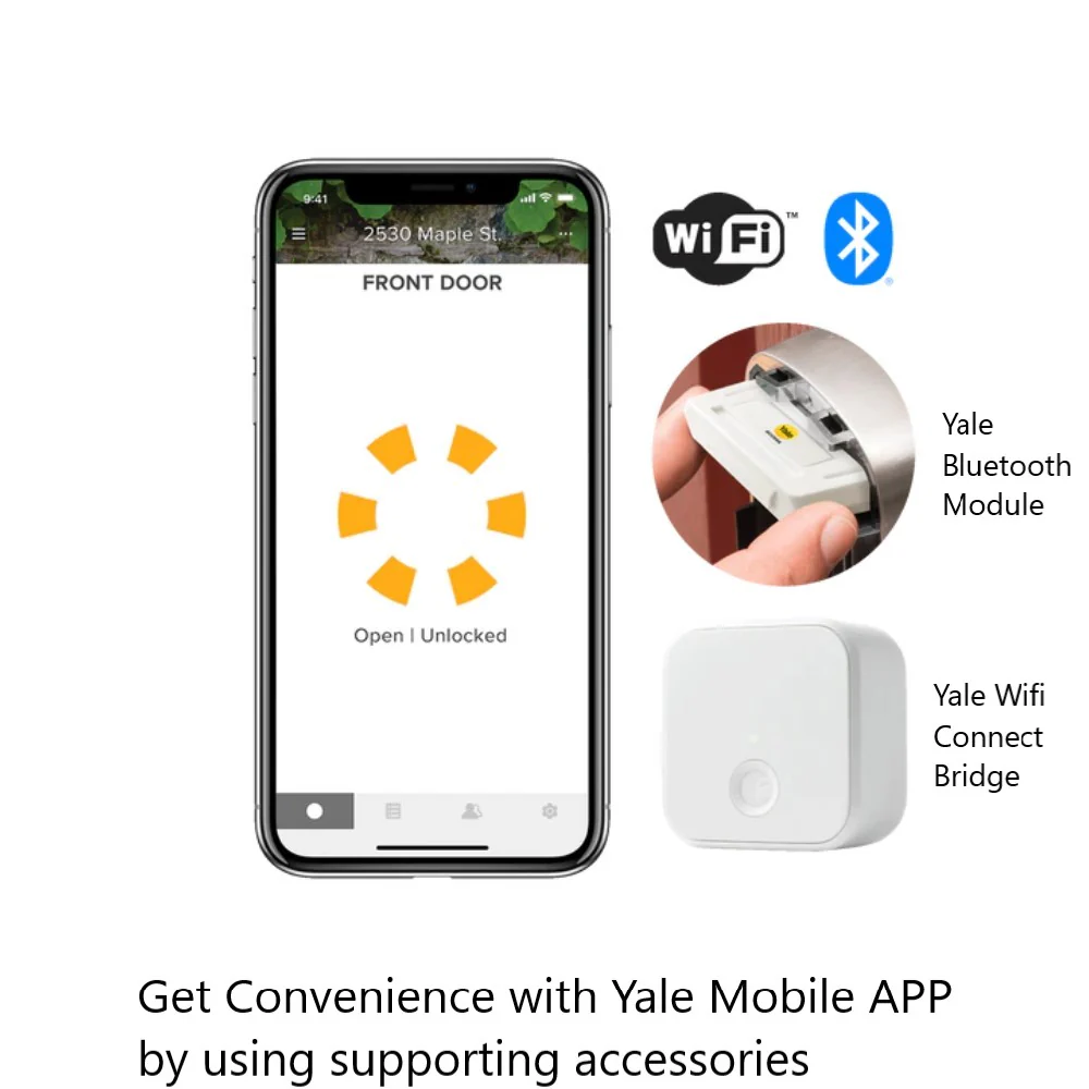 YDM 4115 A Series, Smart Lock, Brown - with Fingerprint, PIN, manual key and Yale Home App With Bluetooth Module and Wifi Connect Bridge - Image 11