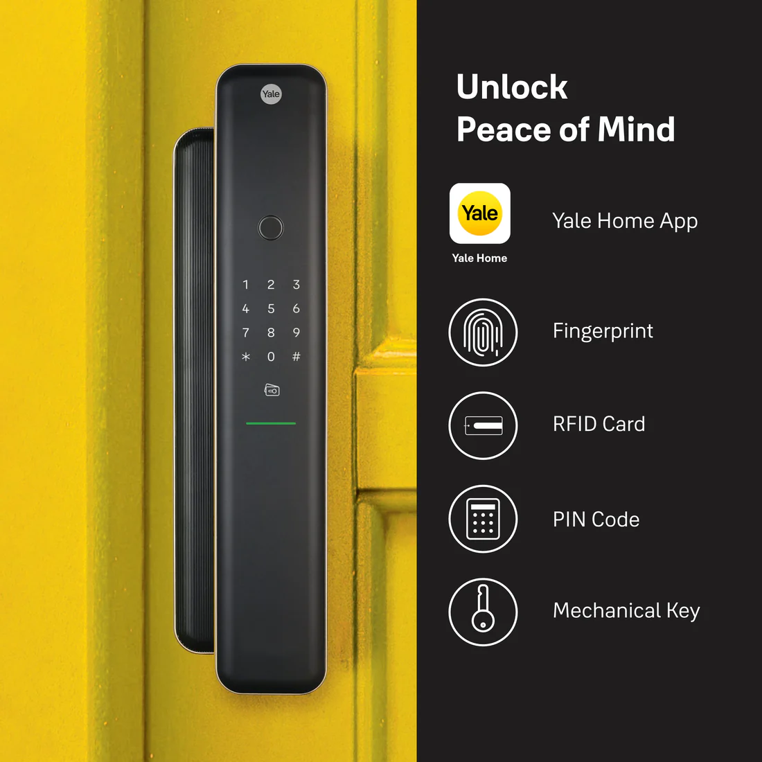 Yale Luna Pro Smart Lock - Fingerprint, PIN, RFID and Manual Key (Bluetooth Module and Wifi Bridge Included) - Image 4