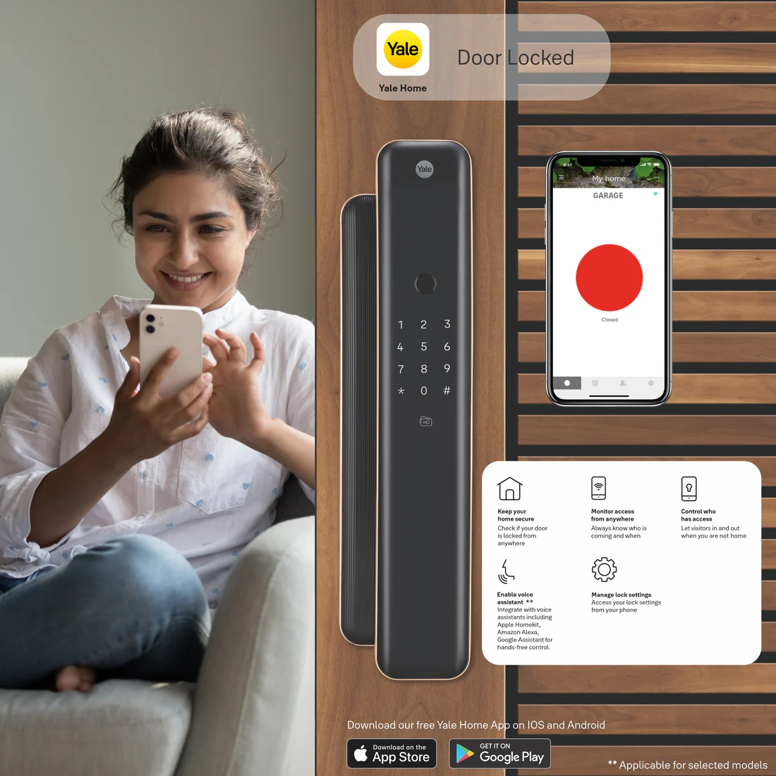 Yale Luna Pro Smart Lock - Fingerprint, PIN, RFID and Manual Key (Bluetooth Module and Wifi Bridge Included) - Image 5
