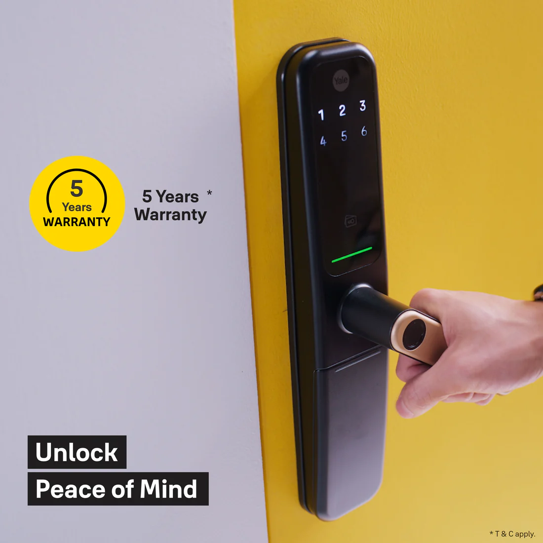 ByYou Mortise Smart Door Lock - with 5 Way Unlocking Fingerprints, In-built Bluetooth, PIN Code, RFID Tag, Manual Key (Black/Gold) - Image 8