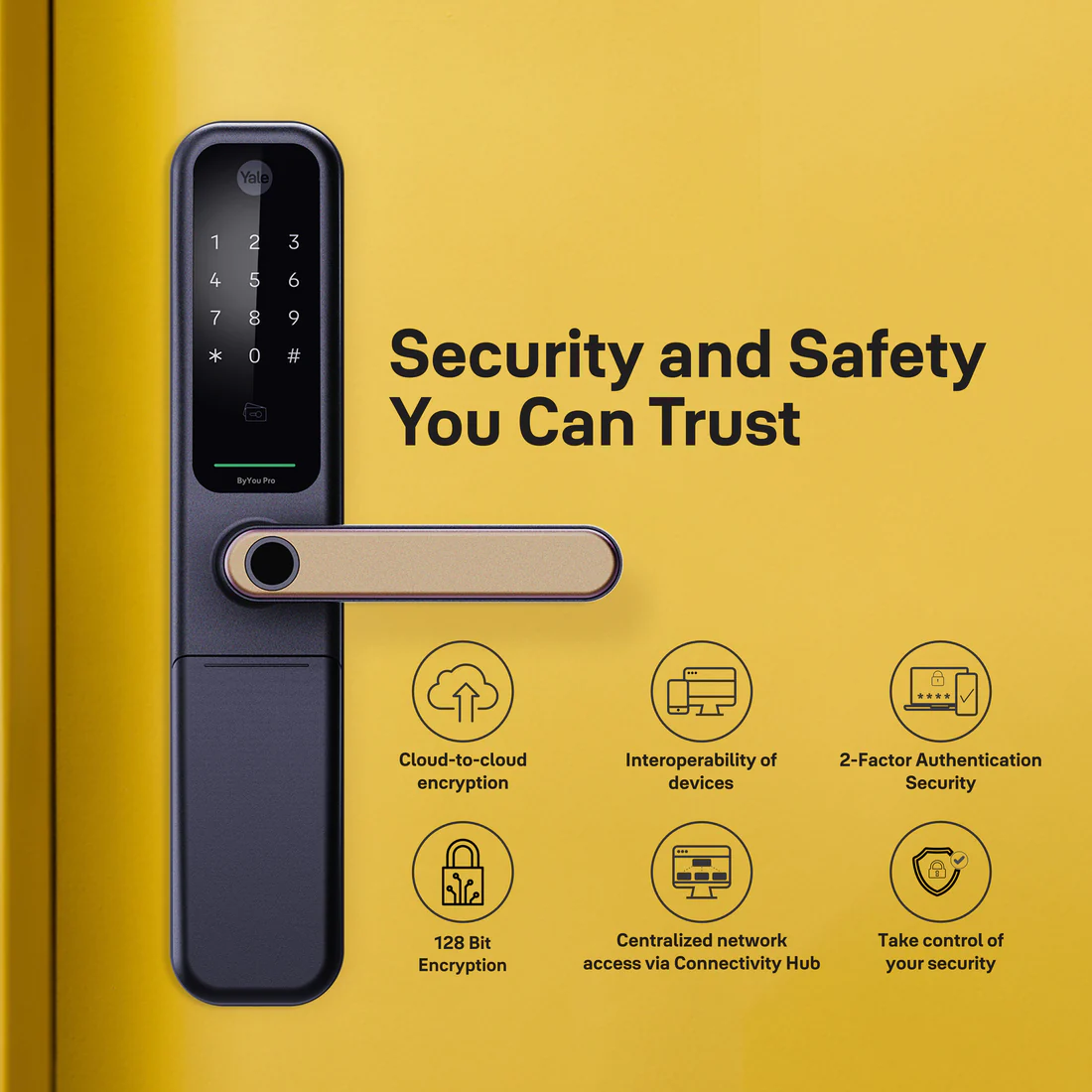 ByYou Mortise Smart Door Lock - with 5 Way Unlocking Fingerprints, In-built Bluetooth, PIN Code, RFID Tag, Manual Key (Black/Gold) - Image 6