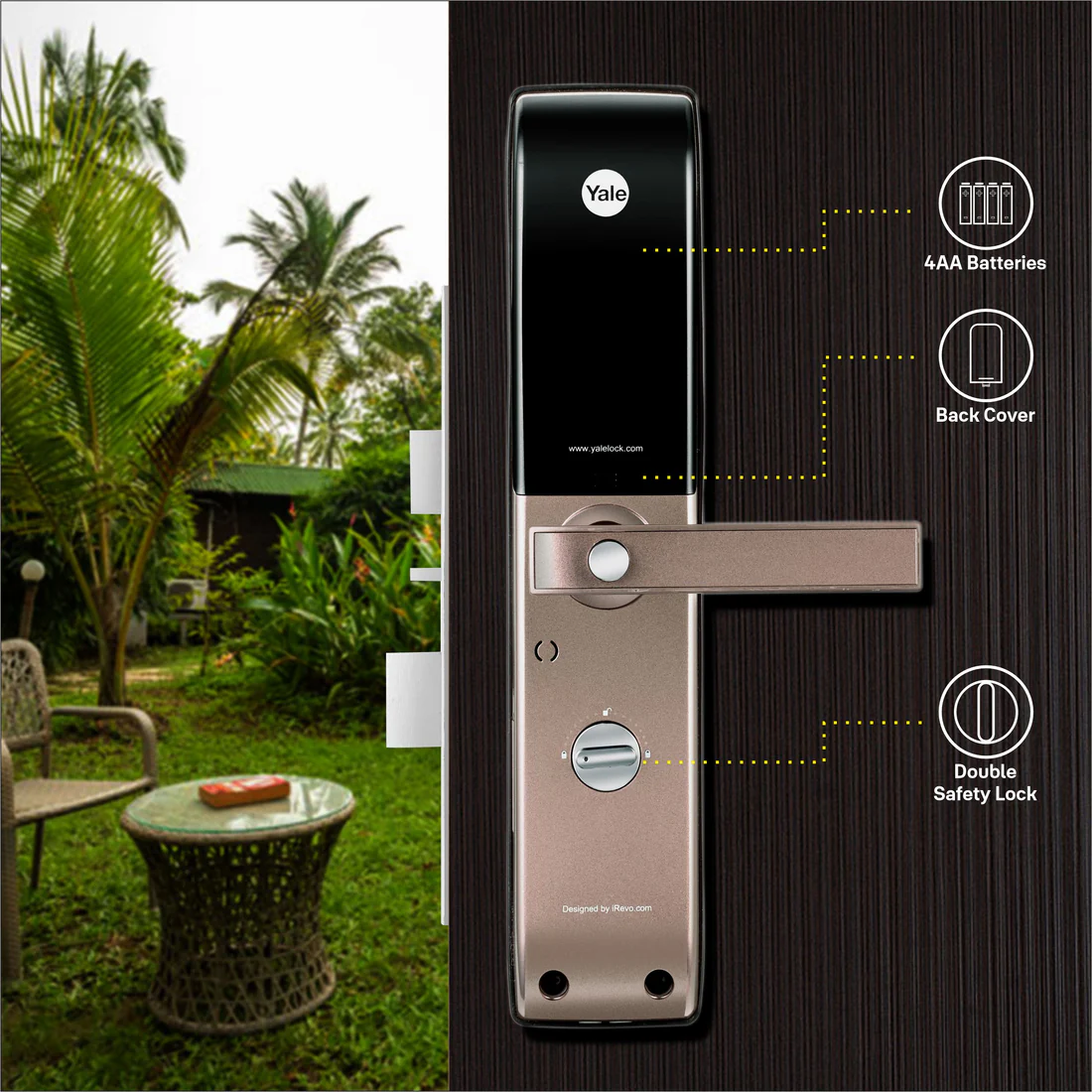 YDM 4115 A Series, Smart Lock, Brown - with Fingerprint, PIN, manual key and Yale Home App With Bluetooth Module and Wifi Connect Bridge - Image 6
