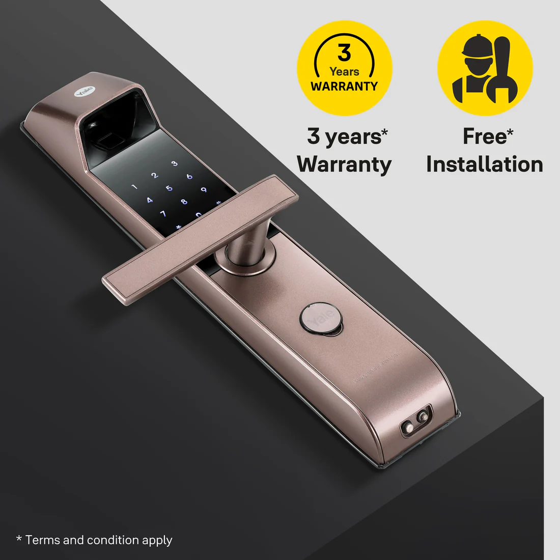 YDM 4115 A Series, Smart Lock, Brown - with Fingerprint, PIN, manual key and Yale Home App With Bluetooth Module and Wifi Connect Bridge - Image 9
