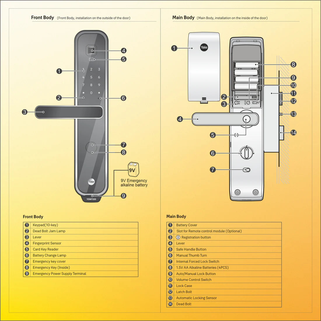 YDM7220A Biosecure Smart Lock with Fingerprint - PIN, RFID and Manual Key - Image 11