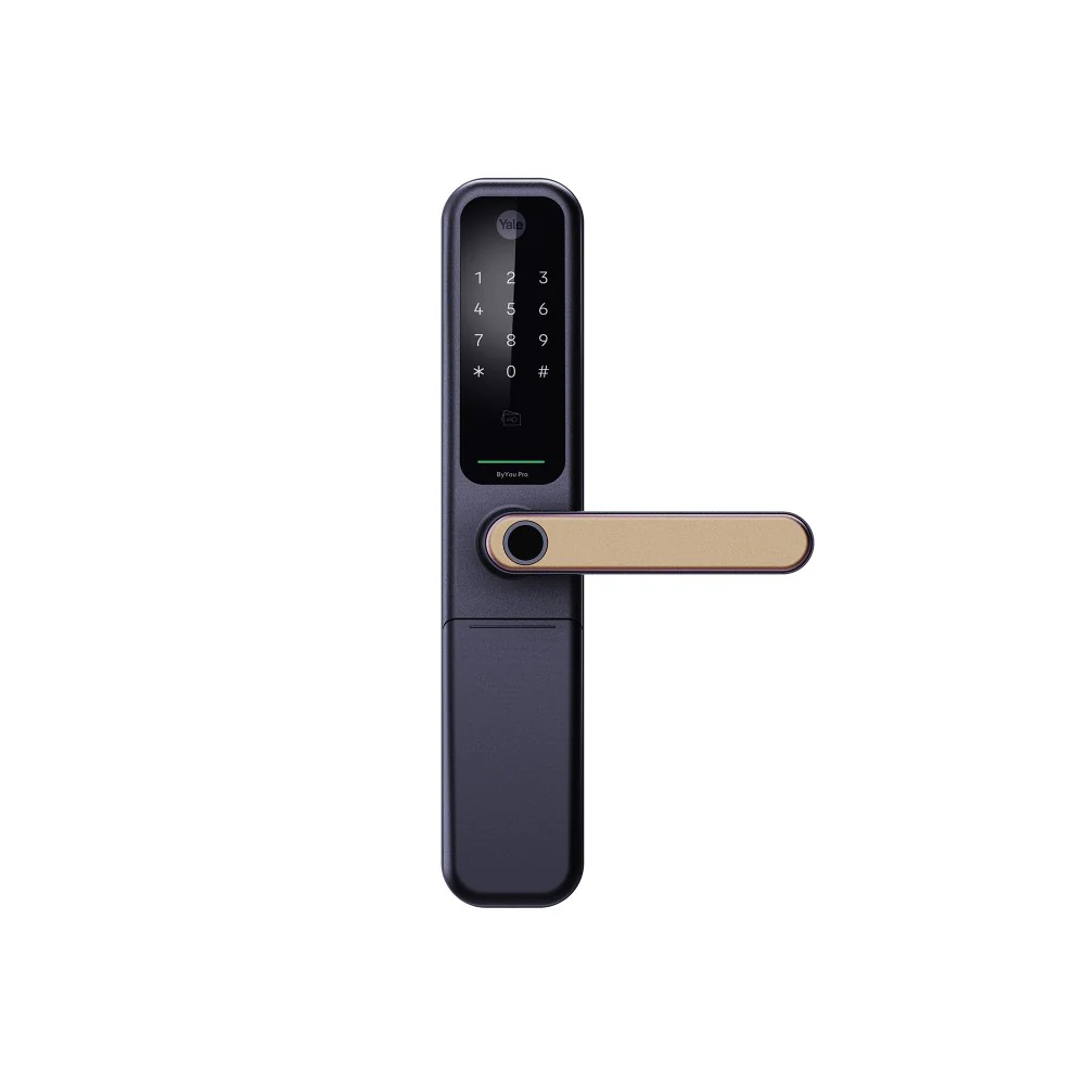ByYou Mortise Smart Door Lock - with 5 Way Unlocking Fingerprints, In-built Bluetooth, PIN Code, RFID Tag, Manual Key (Black/Gold)